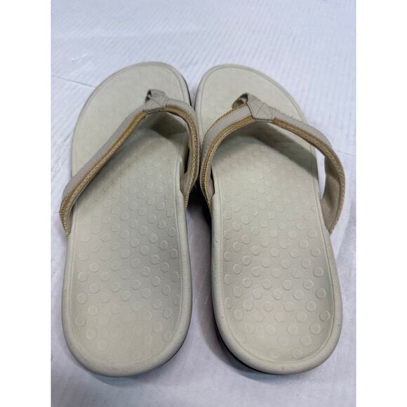 Vionic Women’s Tide II Orthotic Sandal Flip Flop Thong Beige Gold Accent Size 8 - Picture 3 of 5